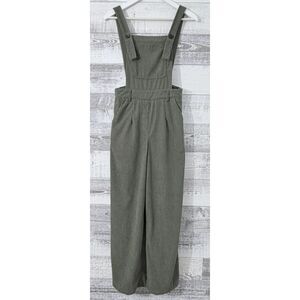 Cider Wide Leg Overalls Woman XS (Fit 26x28) Bibs Green Corduroy Button Jumpsuit